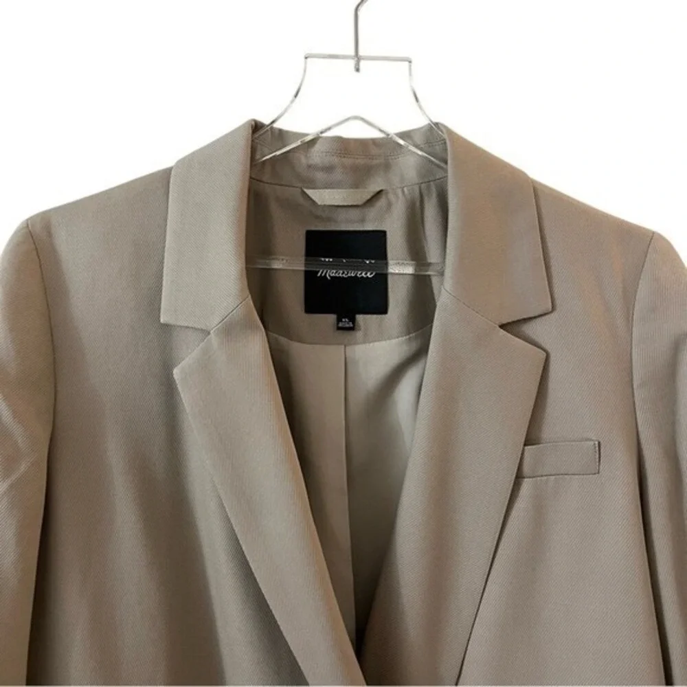 Madewell Double Breasted Caldwell Blazer Jacket Tan Beige Tencel‎ Blend XL
